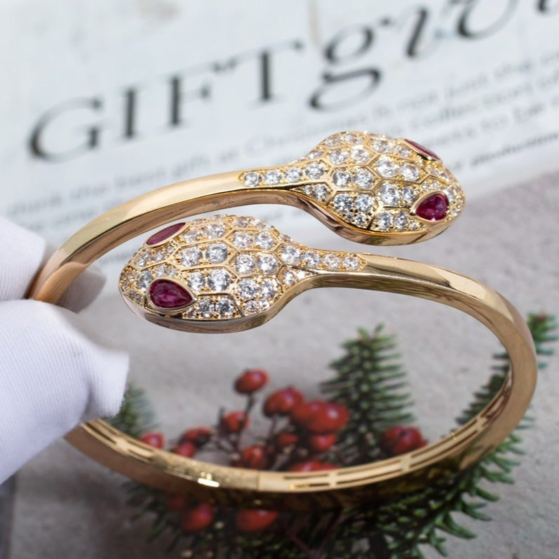 [Aurora]SERPENTI BRACELET PINK GOLD DIAMOND DOUBLE SNAKE