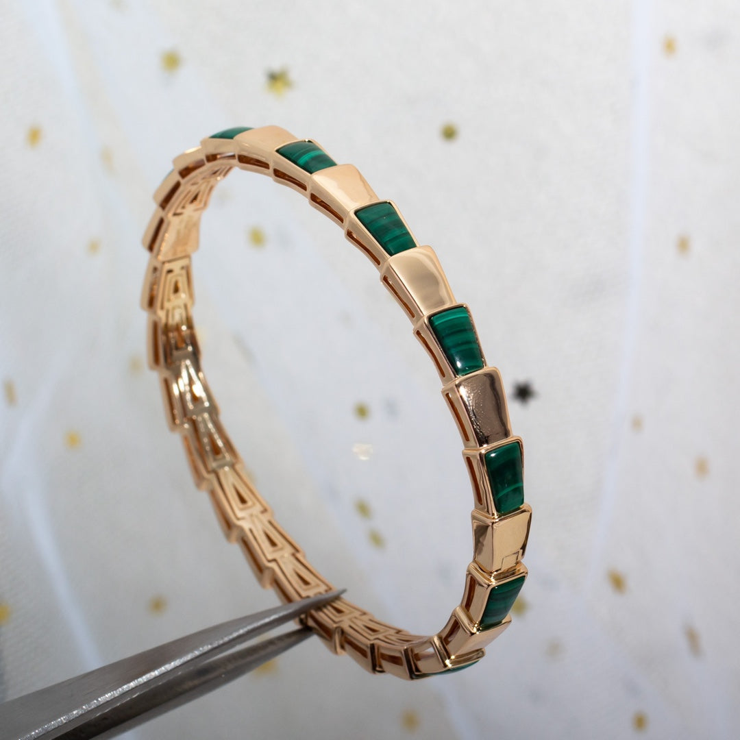 [AURORA]SERPENTI BRACELET PINK GOLD MALACHITE
