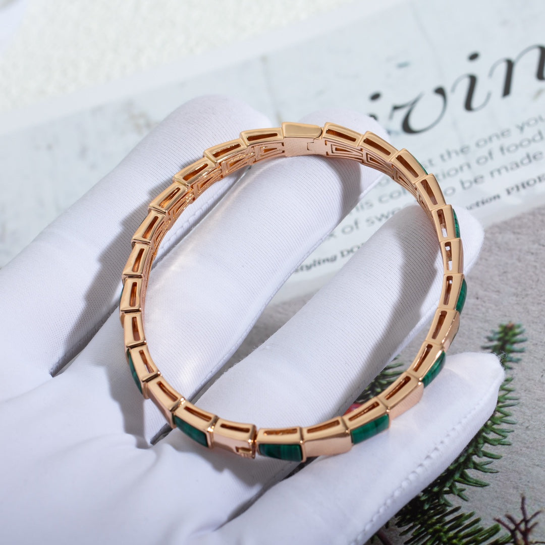 [AURORA]SERPENTI BRACELET PINK GOLD MALACHITE