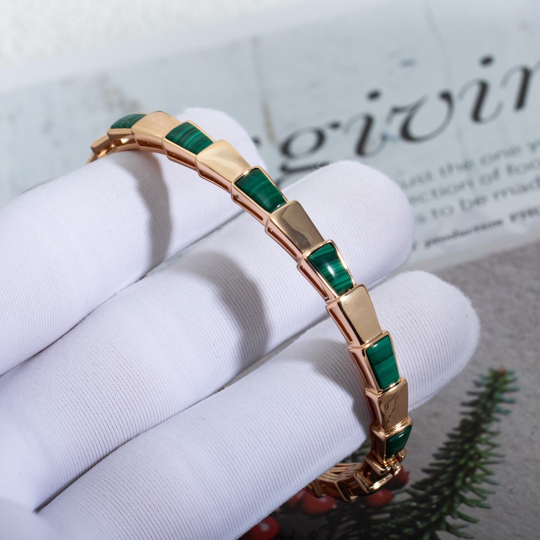 [AURORA]SERPENTI BRACELET PINK GOLD MALACHITE