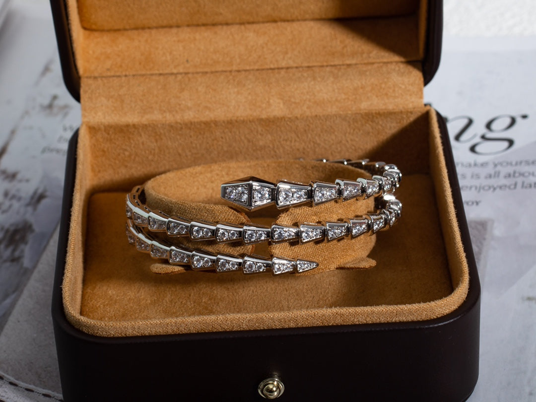 [Aurora]SERPENTI BRACELET SILVER DIAMOND DOUBLE ROW