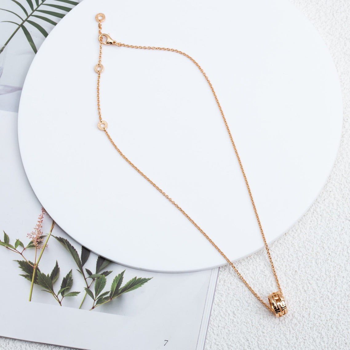 [Aurora]PARENTESI NECKLACE PINK GOLD