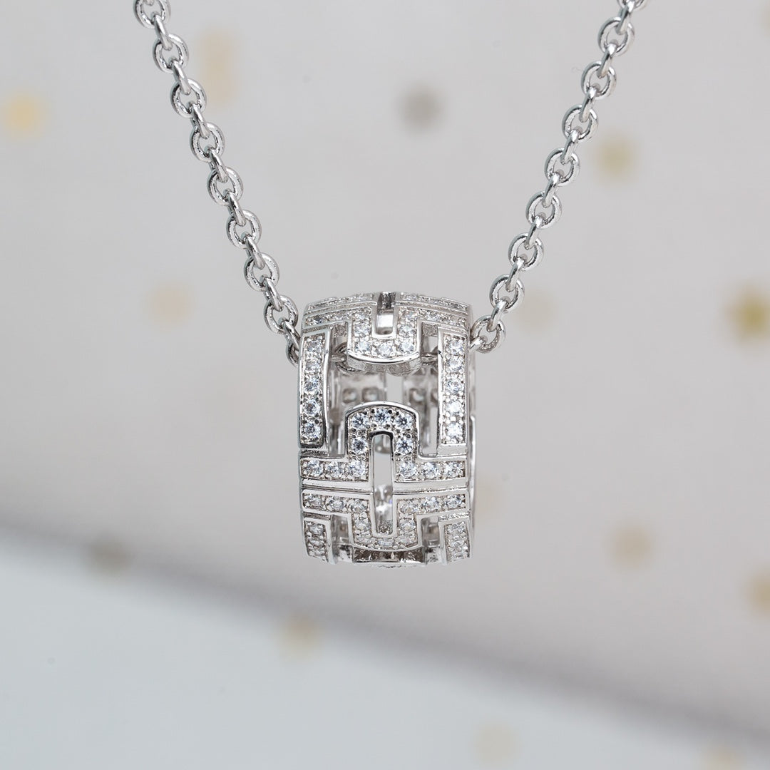 [Aurora]PARENTESI NECKLACE SILVER DIAMOND