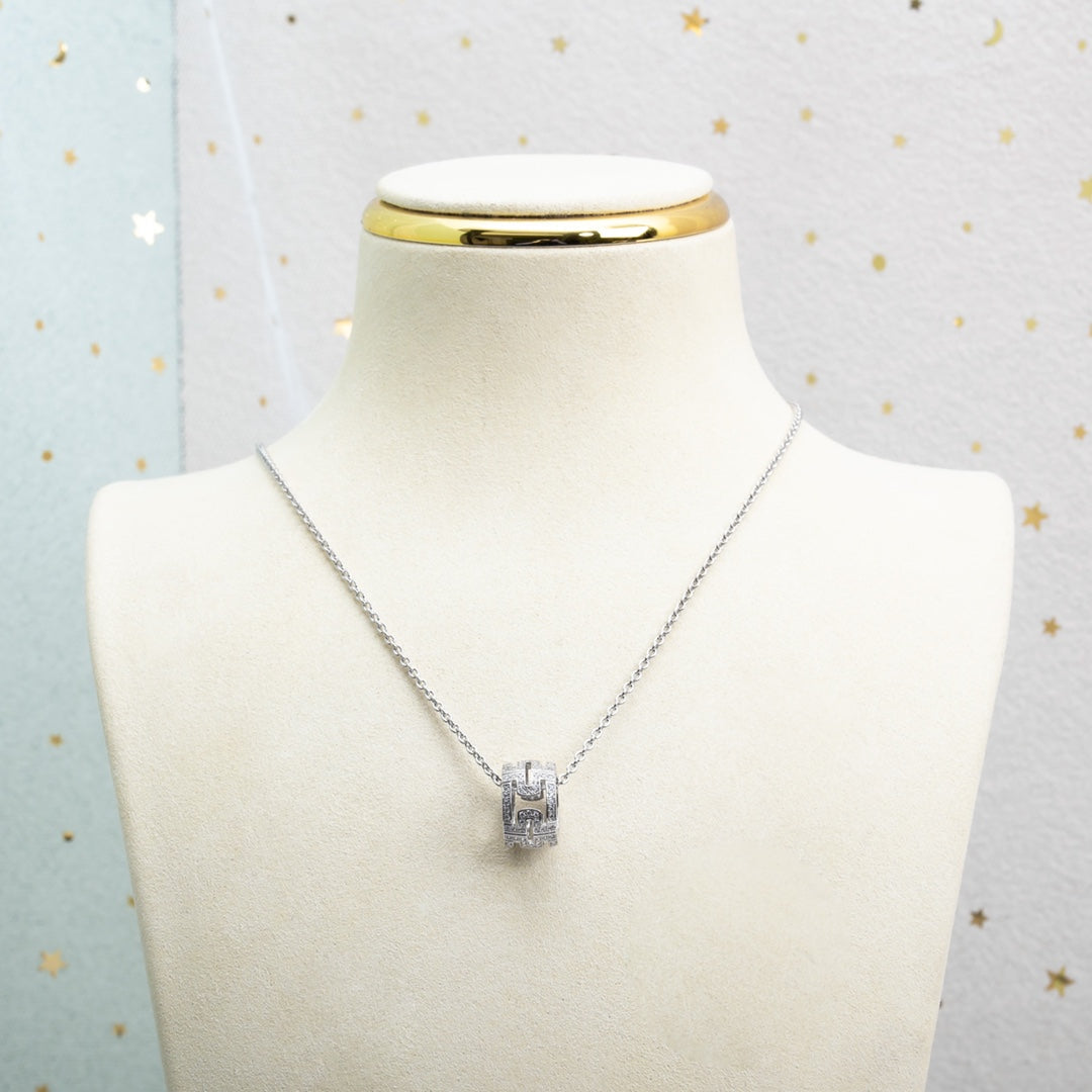 [Aurora]PARENTESI NECKLACE SILVER DIAMOND