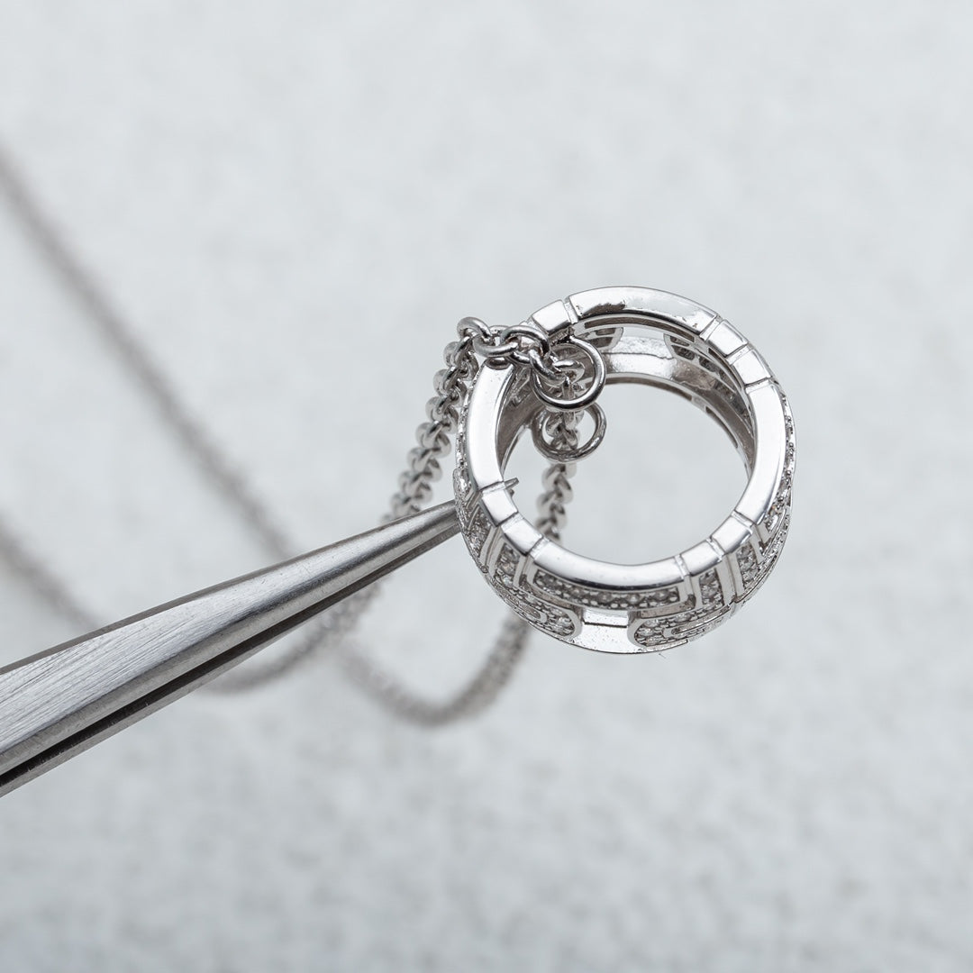 [Aurora]PARENTESI NECKLACE SILVER DIAMOND