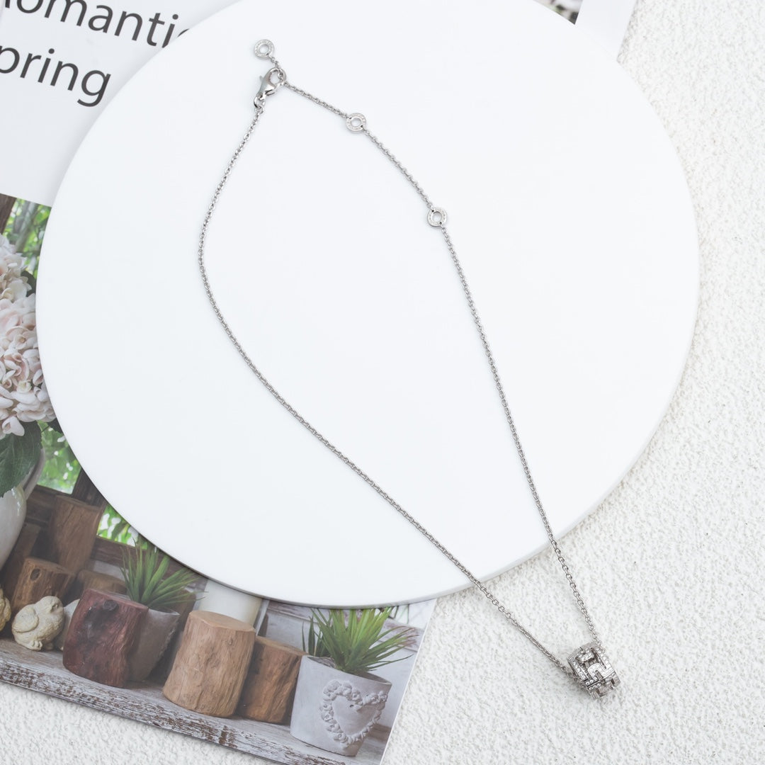 [Aurora]PARENTESI NECKLACE SILVER DIAMOND
