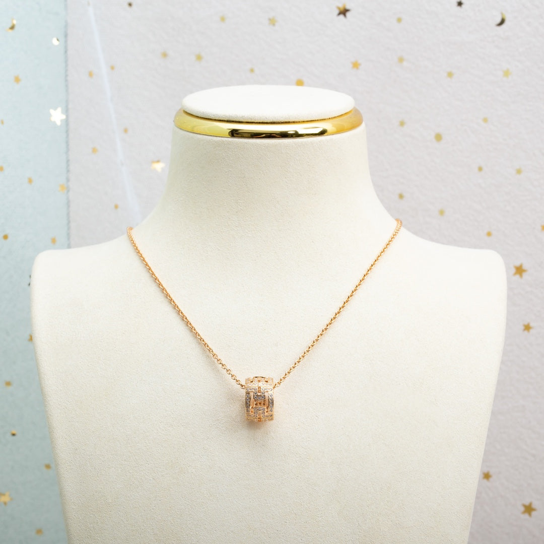 [Aurora]PARENTESI NECKLACE PINK GOLD DIAMOND