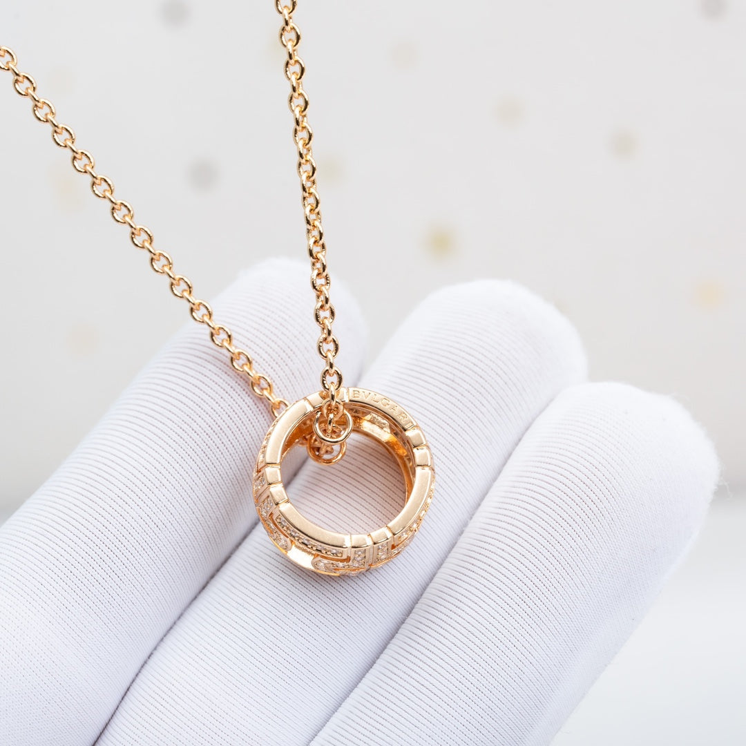 [Aurora]PARENTESI NECKLACE PINK GOLD DIAMOND