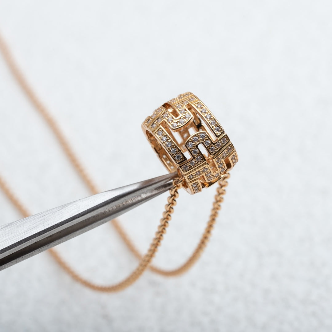 [Aurora]PARENTESI NECKLACE PINK GOLD DIAMOND