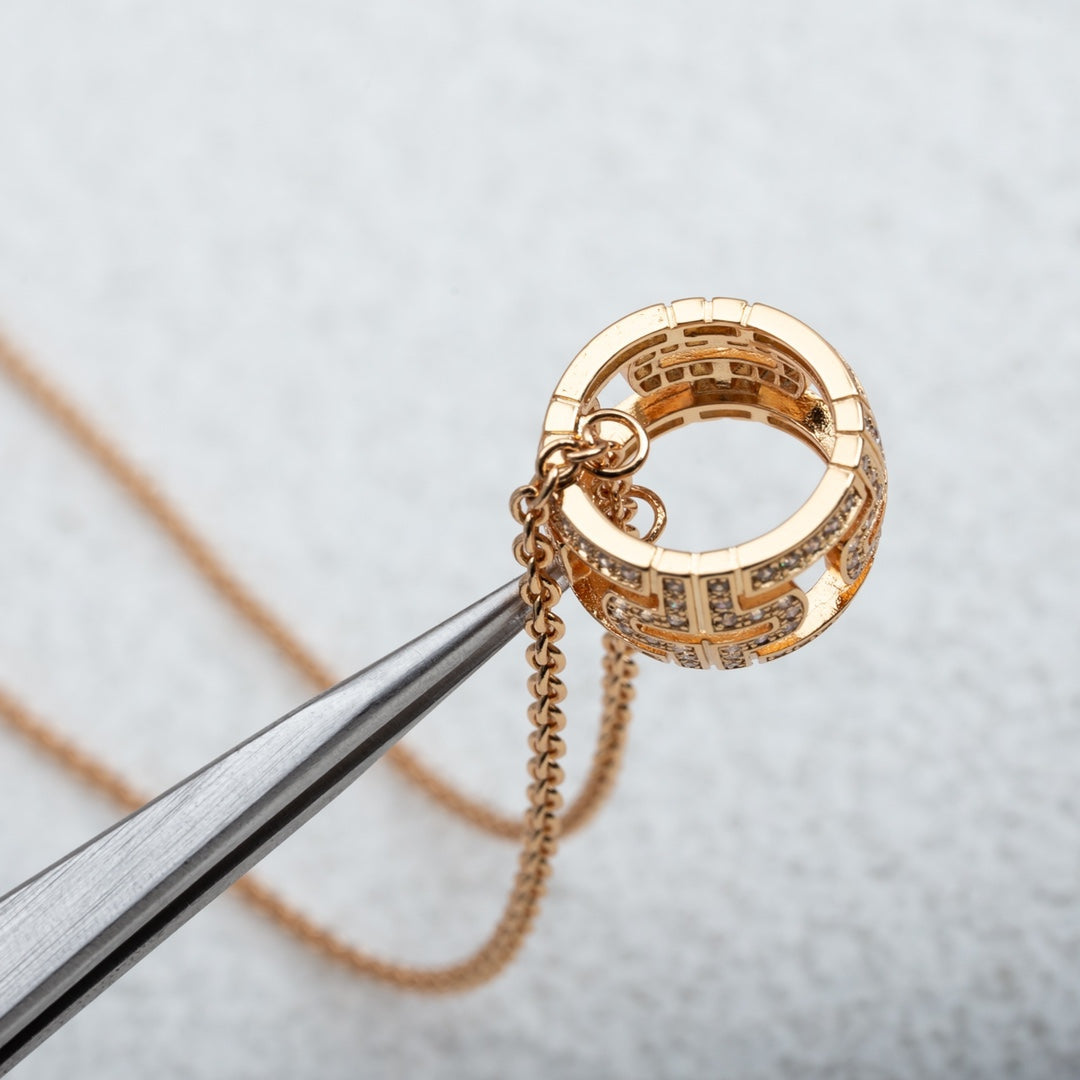 [Aurora]PARENTESI NECKLACE PINK GOLD DIAMOND