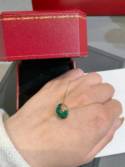 [Aurora]AMULETTE ROSE GOLD MALACHITE NECKLACE