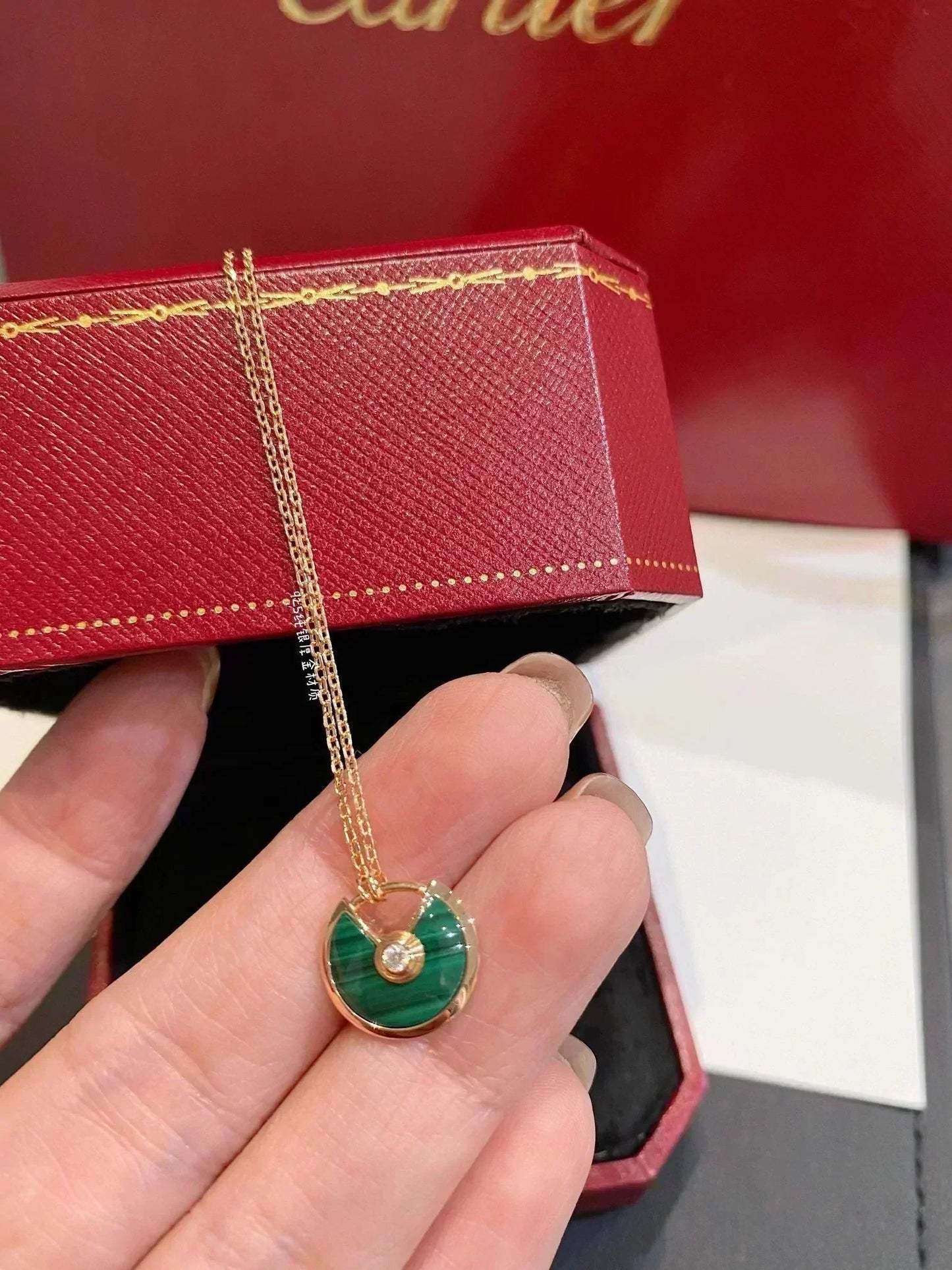 [Aurora]AMULETTE ROSE GOLD MALACHITE NECKLACE