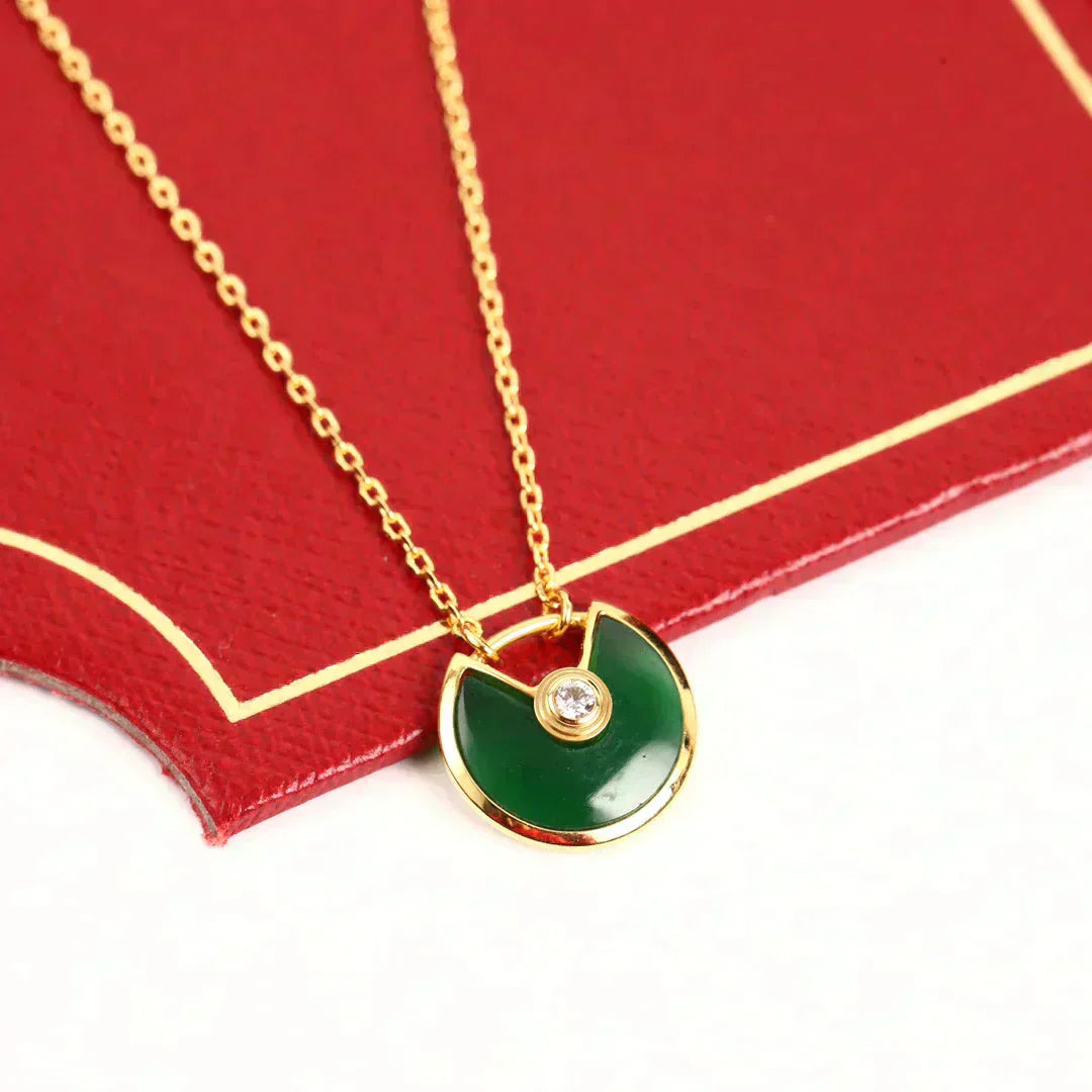 [Aurora]AMULETTE GOLD MALACHITE NECKLACE