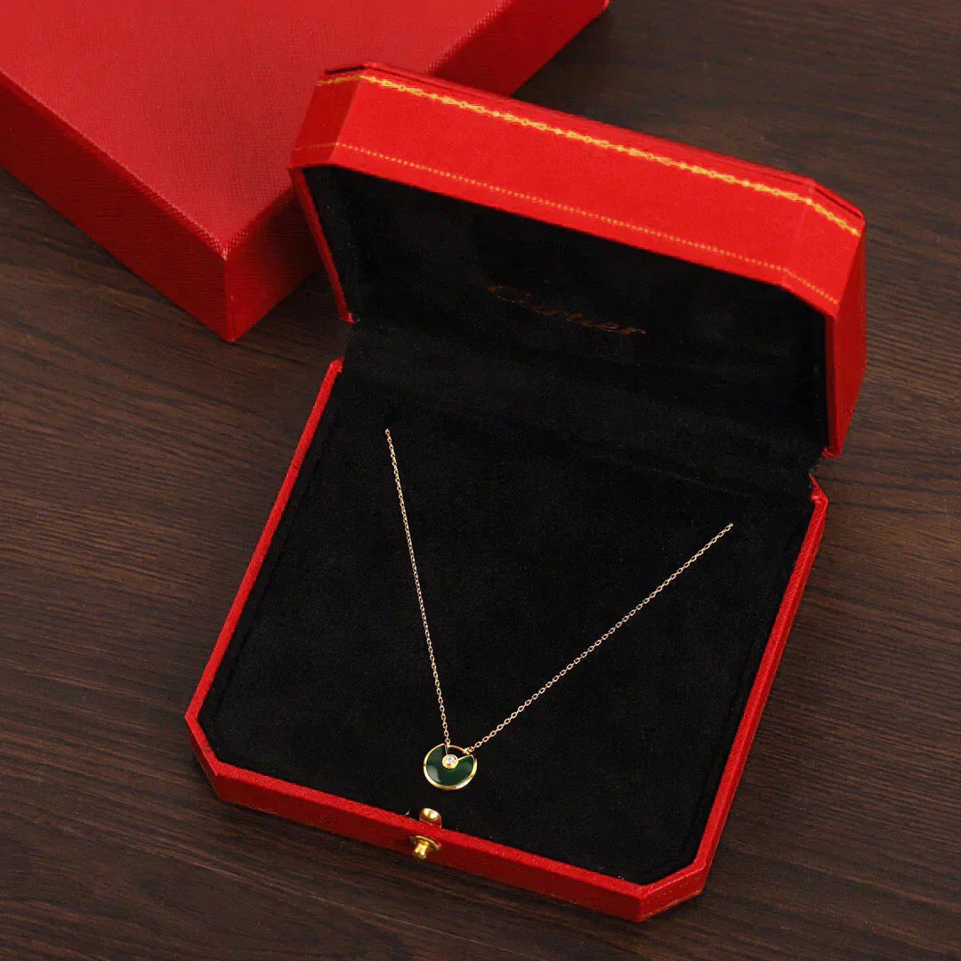 [Aurora]AMULETTE GOLD MALACHITE NECKLACE
