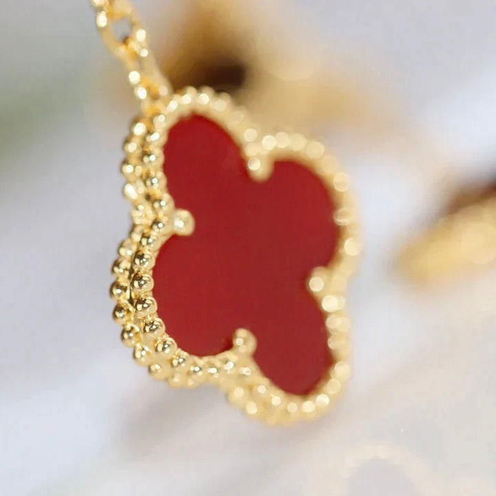 [Aurora]CLOVER  2 MOTIF  TIGER EYE CARNELIAN EARRINGS