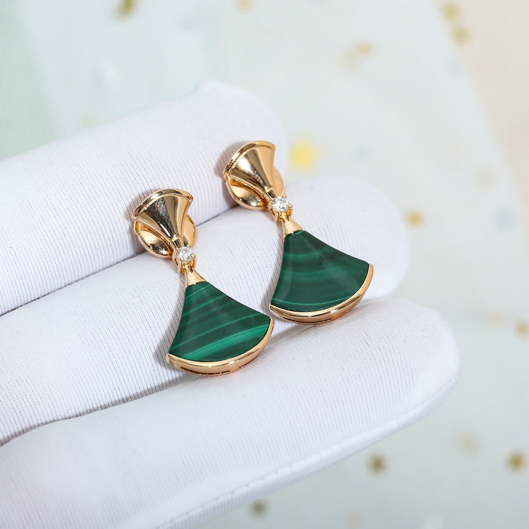 [Aurora]DREAM MALACHITE PINK GOLD EARRINGS