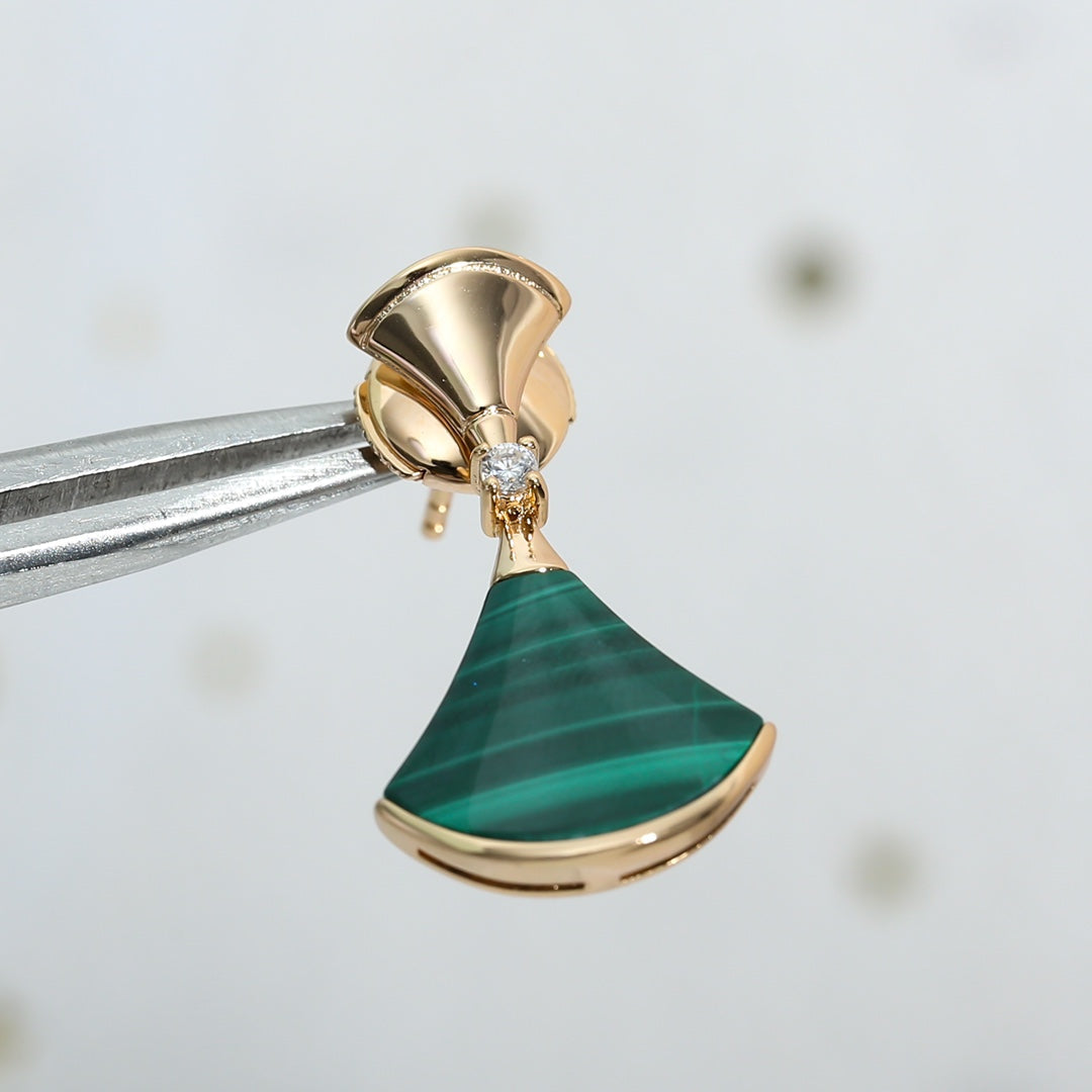 [Aurora]DREAM MALACHITE PINK GOLD EARRINGS