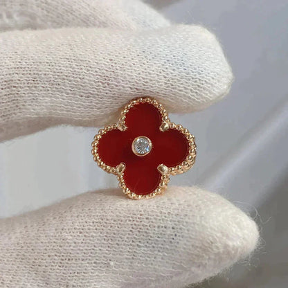 [Aurora]CLOVER MEDIUM 1 MOTIFS CARNELIAN  DIAMOND earrings