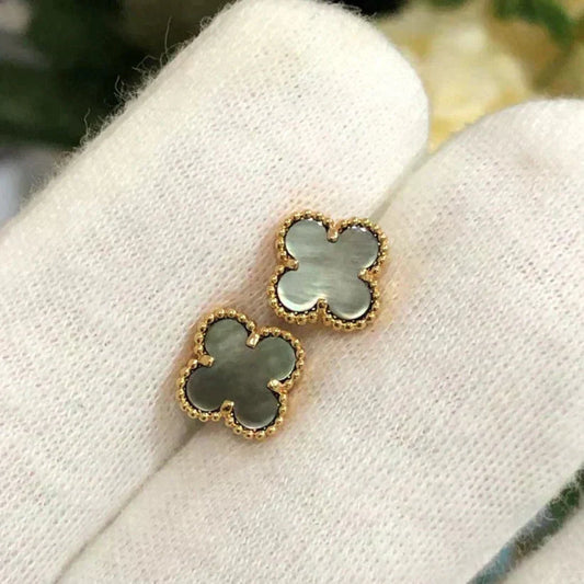 [Aurora]CLOVER MINI 9.5MM GRAY MOP EARRINGS