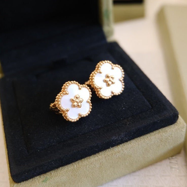 [Aurora]LUCKY PINK GOLD WHITE MOP EARRINGS