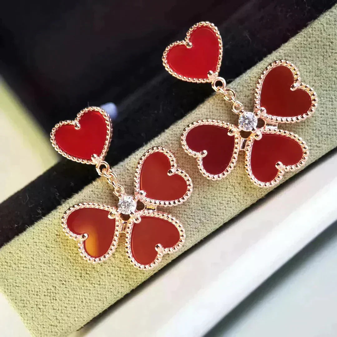 [Aurora]SWEET CLOVER CARNELIAN EARRINGS