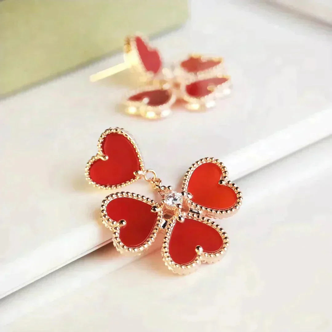 [Aurora]SWEET CLOVER CARNELIAN EARRINGS