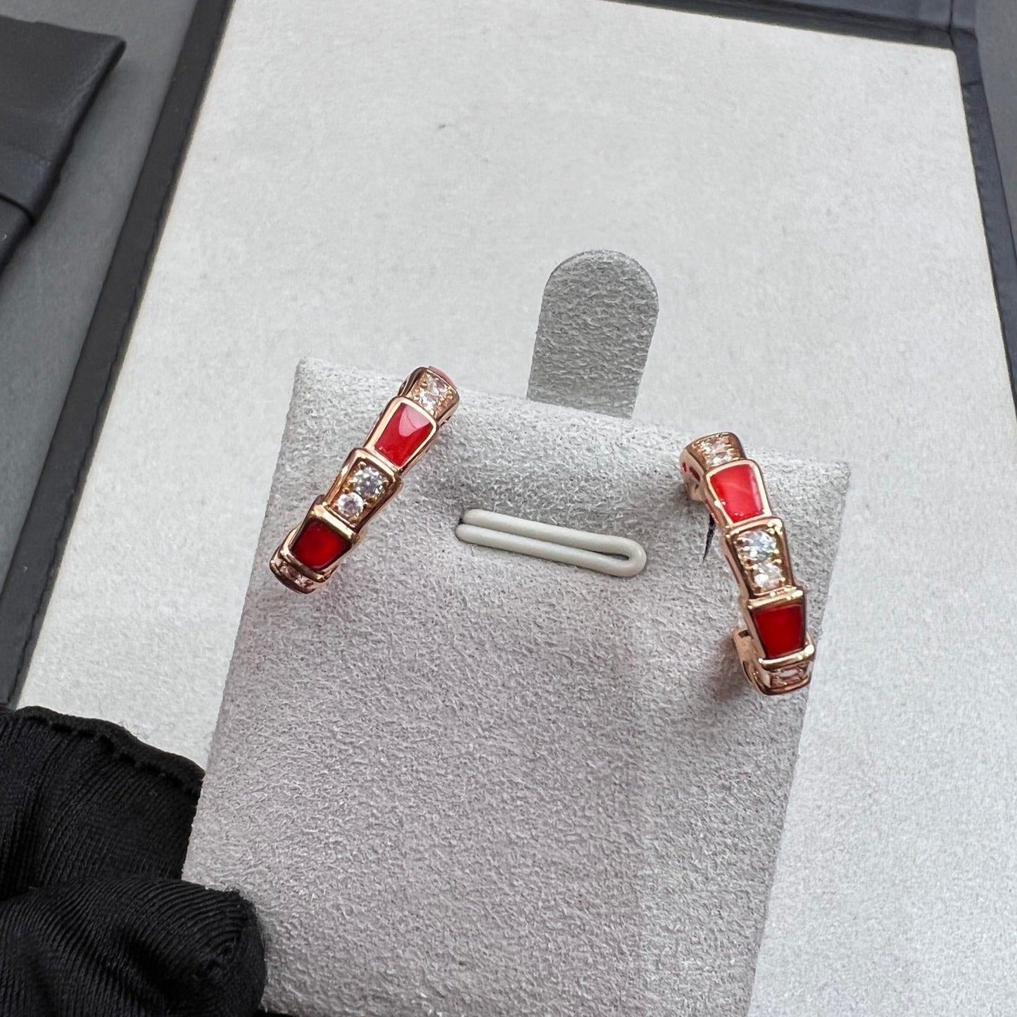 [Aurora]SERPENTI CARNELIAN PINK GOLD EARRINGS