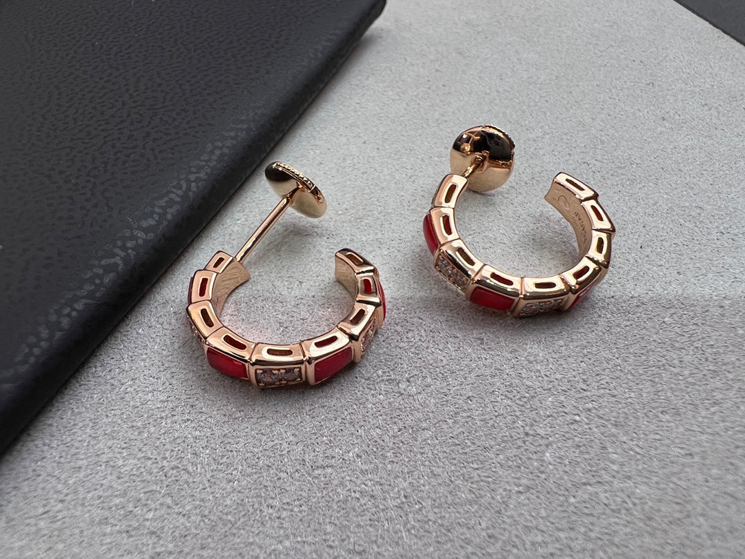 [Aurora]SERPENTI CARNELIAN PINK GOLD EARRINGS