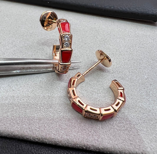 [Aurora]SERPENTI CARNELIAN PINK GOLD EARRINGS