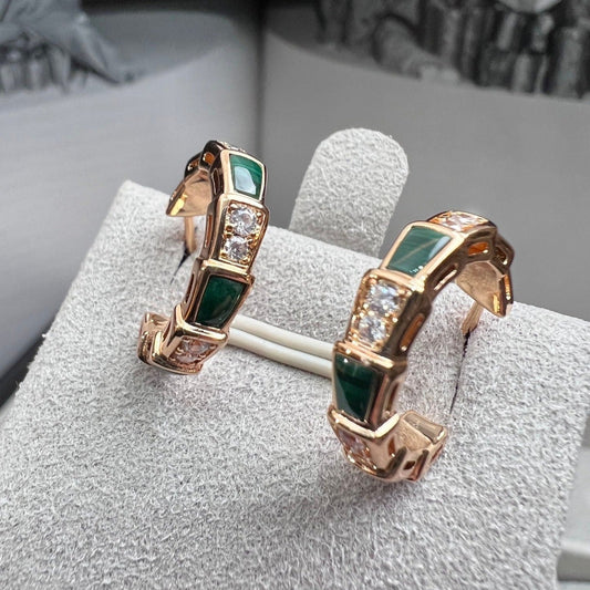 [Aurora]SERPENTI MALACHITE PINK GOLD EARRINGS