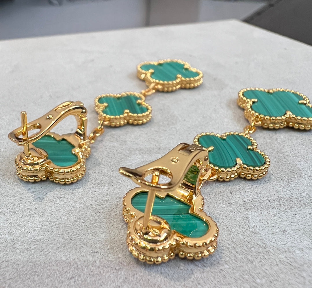 [Aurora]CLOVER MALACHITE 3 MOTIFS GOLD