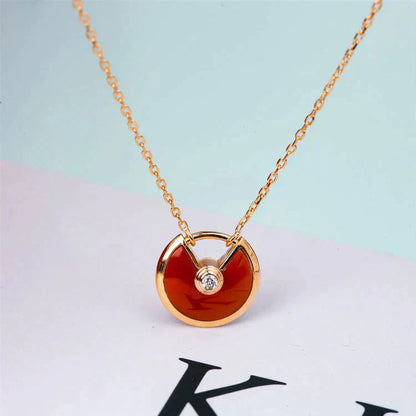 [Aurora]AMULETTE GOLD CARNELIAN ONYX NECKLACE