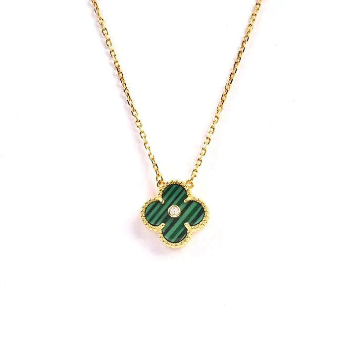 [Aurora]CLOVER 15MM DIAMOND TURQUOISE NECKLACE