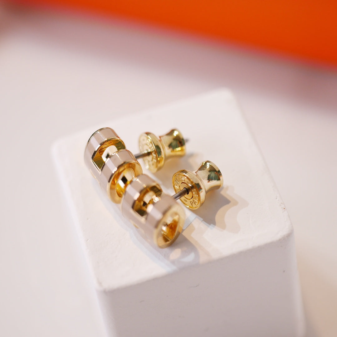 [Aurora]MINI POP H GOLD EARRINGS GREY