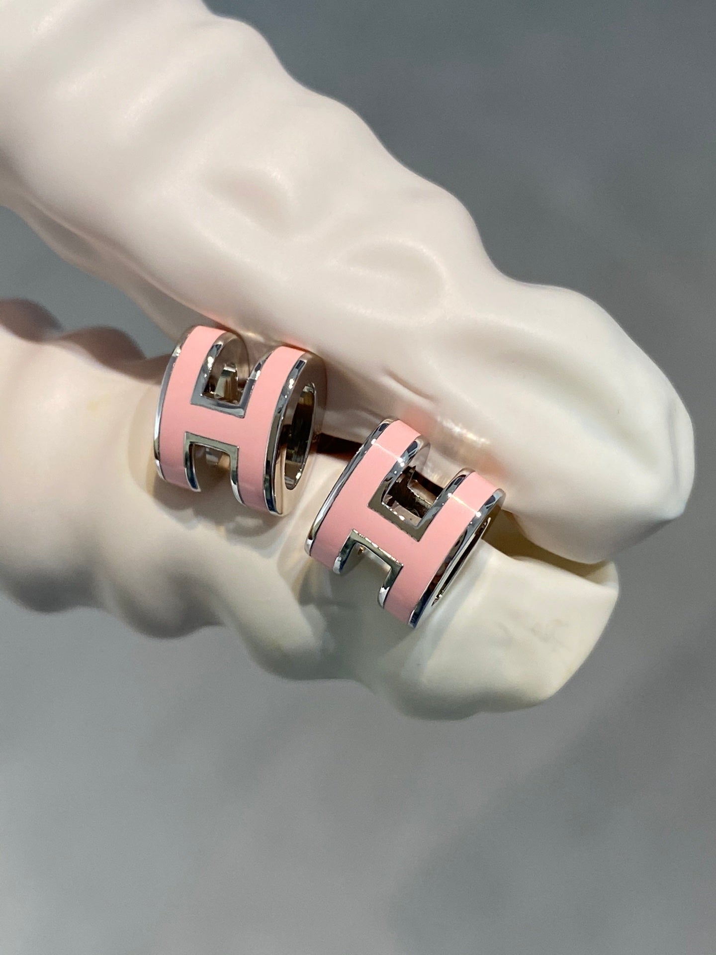 [Aurora]MINI POP H SILVER EARRINGS PINK