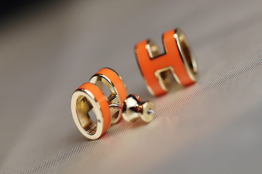 [Aurora]MINI POP H EARRINGS ORANGE
