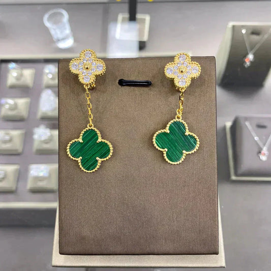[Aurora]CLOVER  2 MOTIFS  DIAMOND  EARRINGS (MULTIPLE CHOICESç´