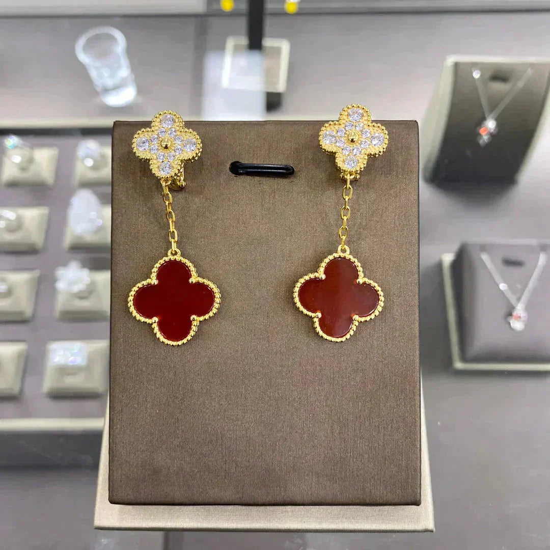 [Aurora]CLOVER  2 MOTIFS  DIAMOND  EARRINGS (MULTIPLE CHOICESç´