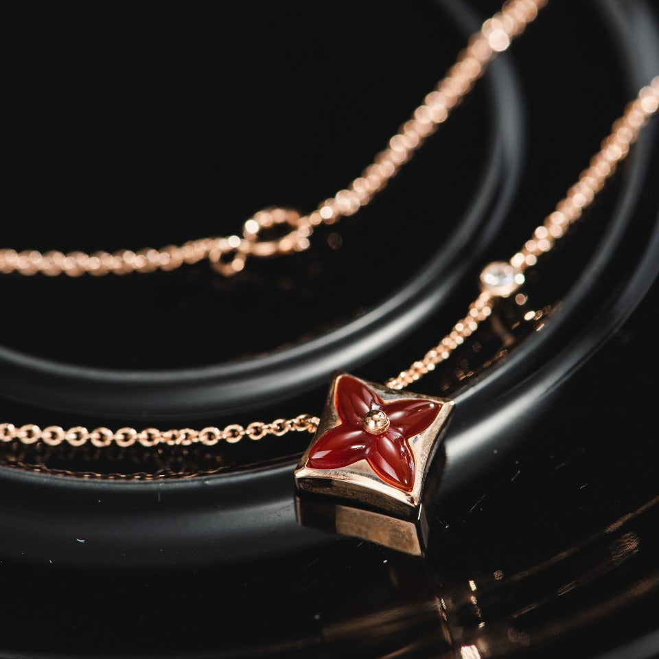 [Aurora]STAR NECKLACE PINK GOLD 1 DIAMOND