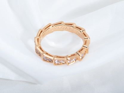 [Aurora]SERPENTI RING PINK GOLD DIAMOND PAVED 3MM