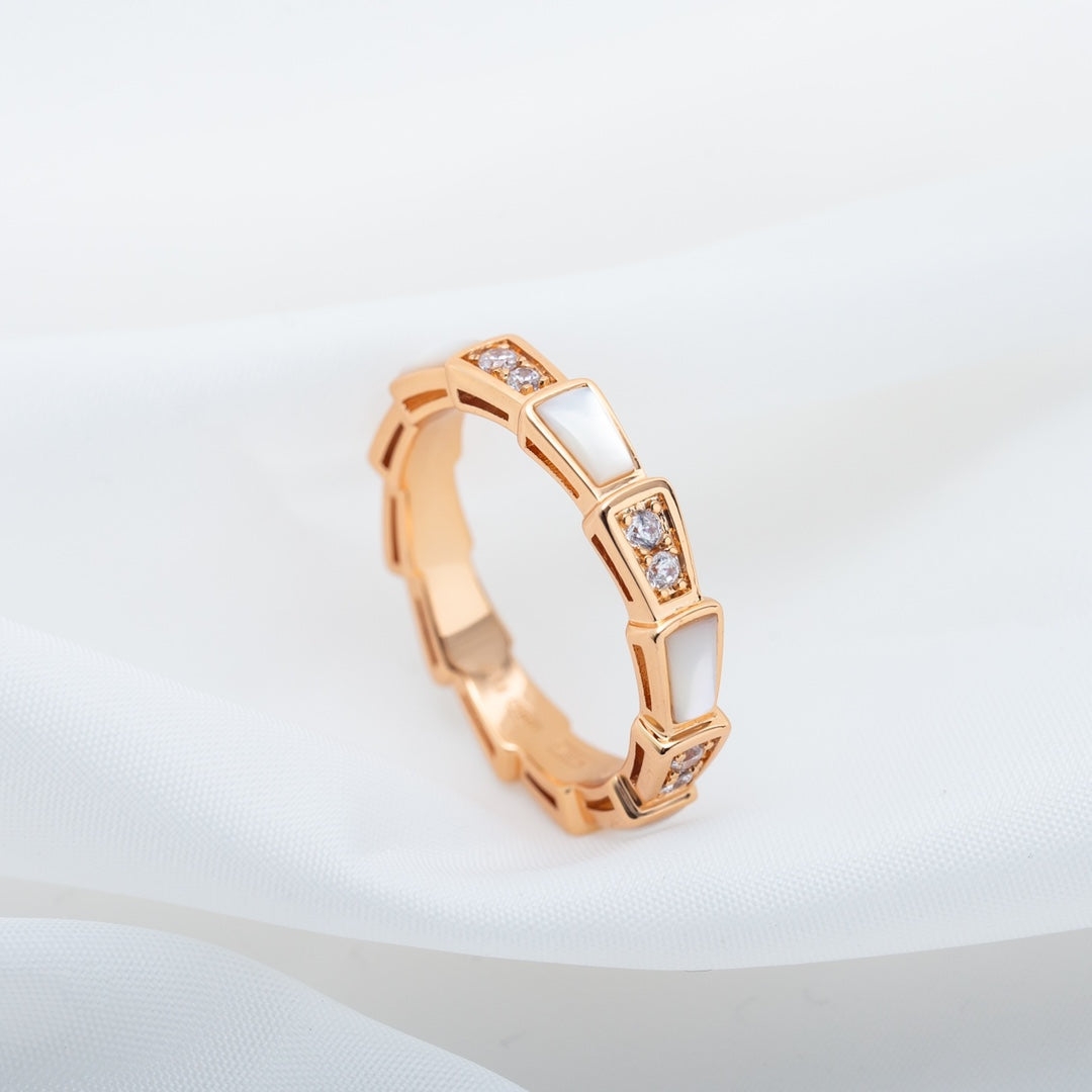 [AURORA]SERPENTI RING ROTGOLD DIAMANT MOP 3MM