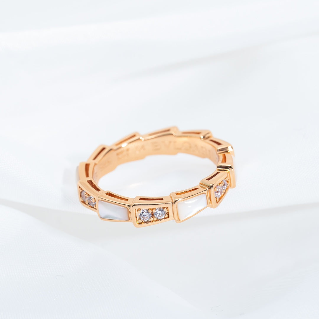 [AURORA]SERPENTI RING ROTGOLD DIAMANT MOP 3MM