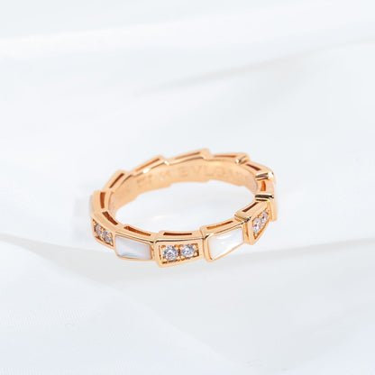 [AURORA]SERPENTI RING ROTGOLD DIAMANT MOP 3MM