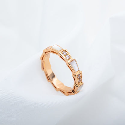 [AURORA]SERPENTI RING ROTGOLD DIAMANT MOP 3MM