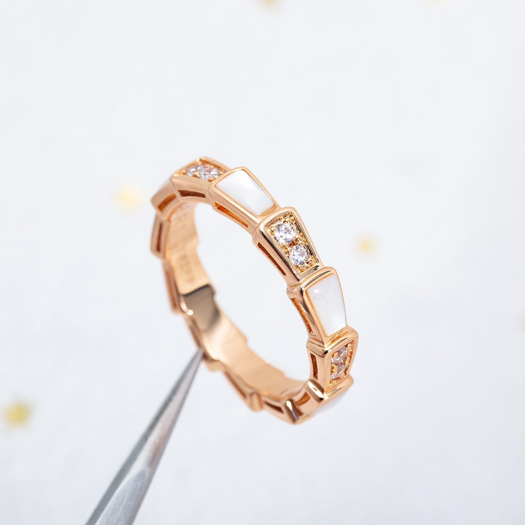 [AURORA]SERPENTI RING ROTGOLD DIAMANT MOP 3MM