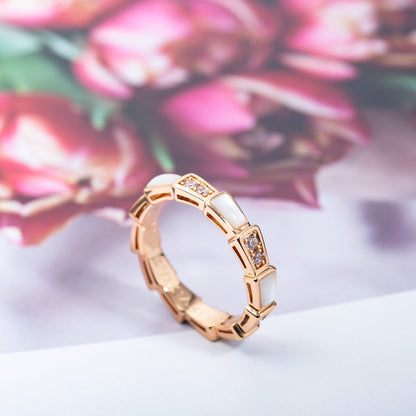 [AURORA]SERPENTI RING ROTGOLD DIAMANT MOP 3MM