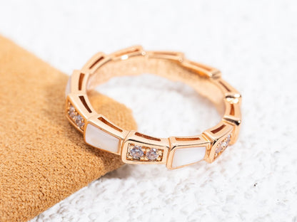 [AURORA]SERPENTI RING ROTGOLD DIAMANT MOP 3MM