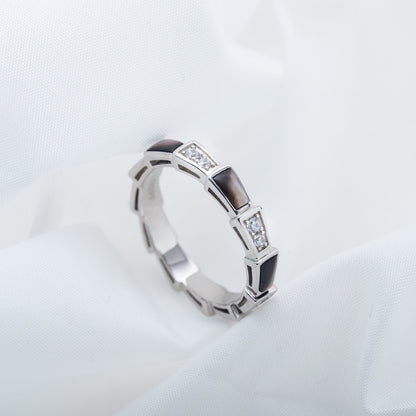 [AURORA]セルペンティリング シルバー ダイヤモンド ブラック モップ 3mm