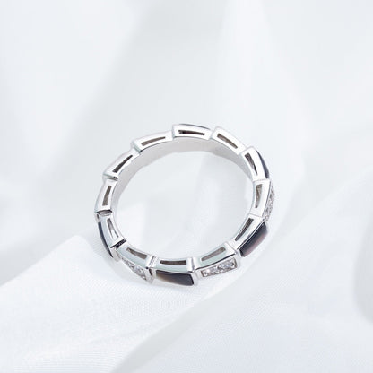 [AURORA]セルペンティリング シルバー ダイヤモンド ブラック モップ 3mm