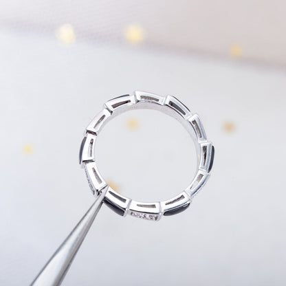 [AURORA]セルペンティリング シルバー ダイヤモンド ブラック モップ 3mm